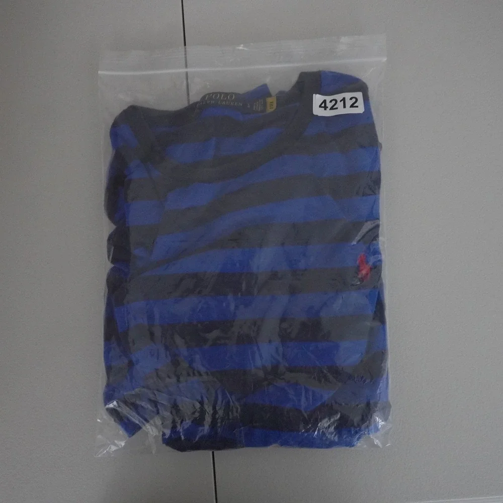 Polo Ralph Lauren T-Shirt Mens L Blue Striped Short Sleeve Pony Logo
